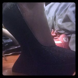 Black Glitter Heeless heels